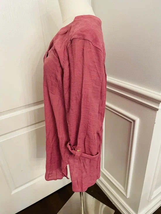 Lily Morgan Textured Button-Up Top in Raspberry Pink - Picture 7 of 9